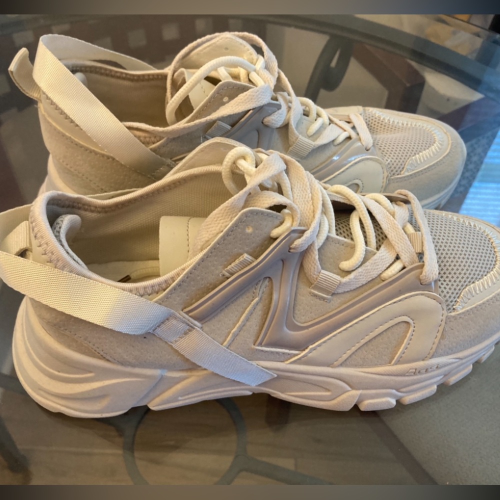 New Women’s Nasty Gal Cream and White Platform Chunky Sneakers Size 9